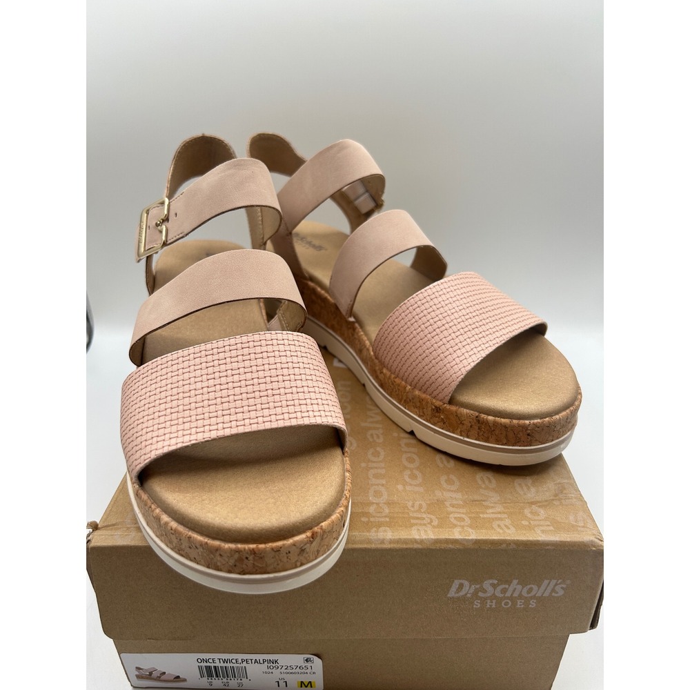 Dr. Scholls Once Twice Sandals Women's Petal Pink Wedge Platform 11M,NEW/DEFECTS